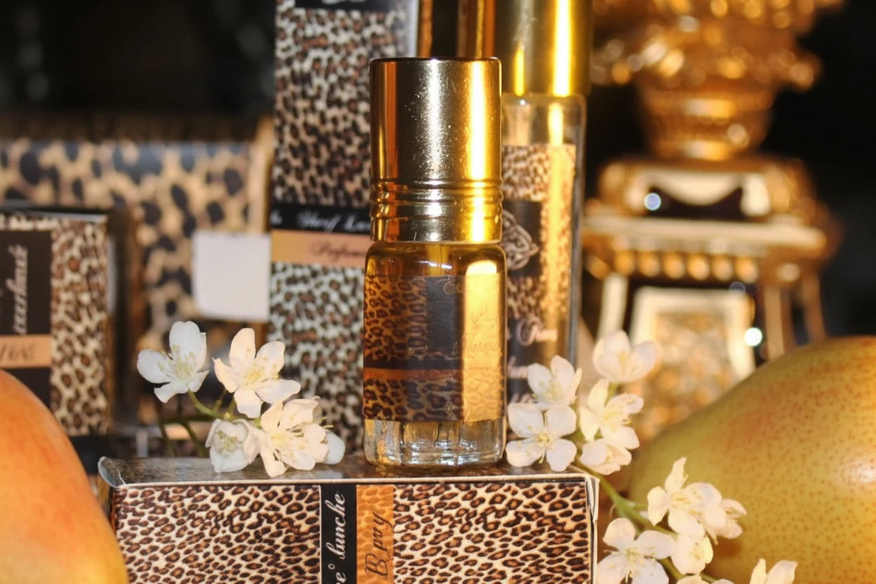 Pera en perfume árabe francés de almizcle blanco.
