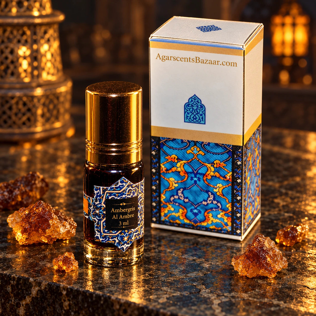 Ambergris Al Ambre 3ml bottle and original box, second view