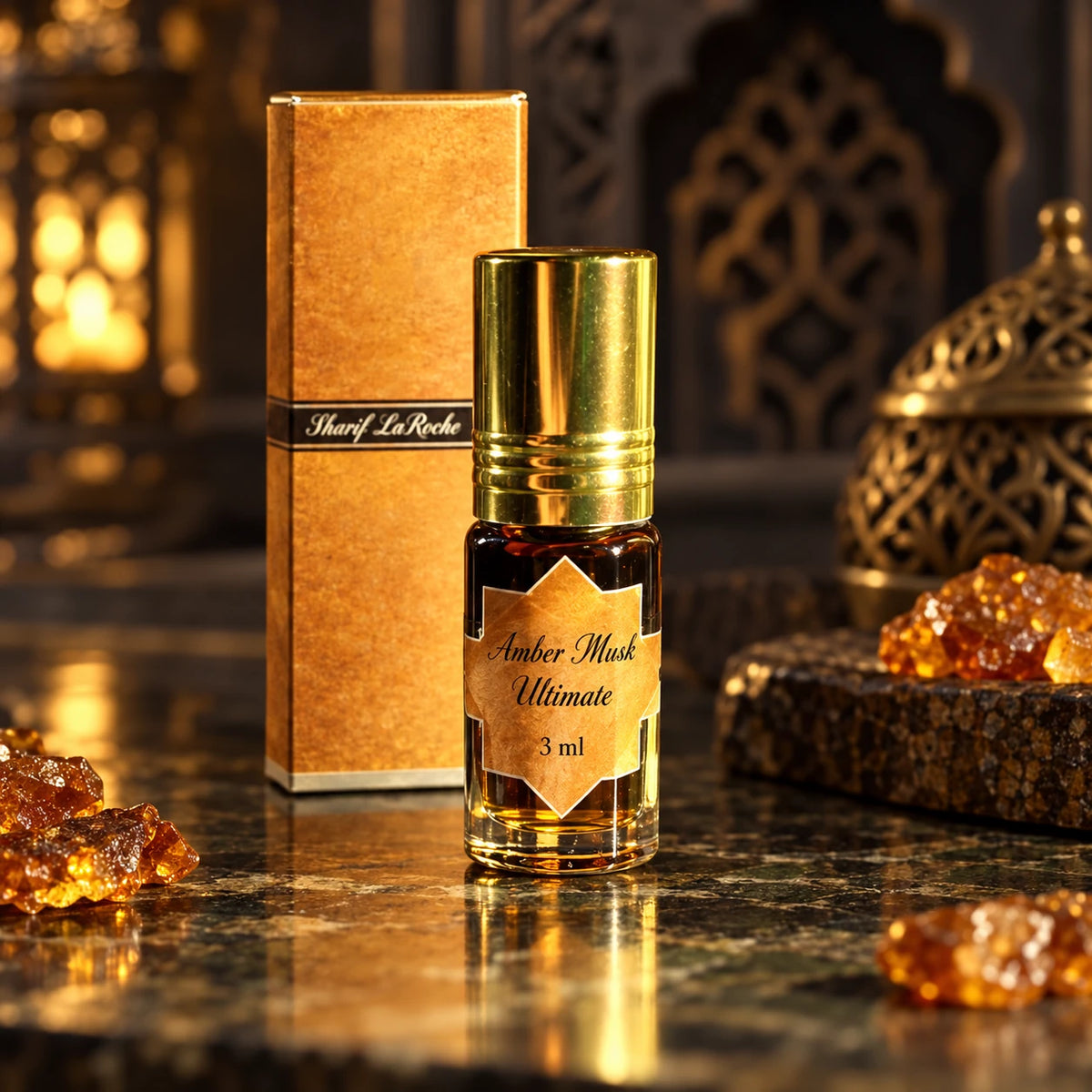 Amber Musk Ultimate perfume oil 3 ml with original gold cap and box