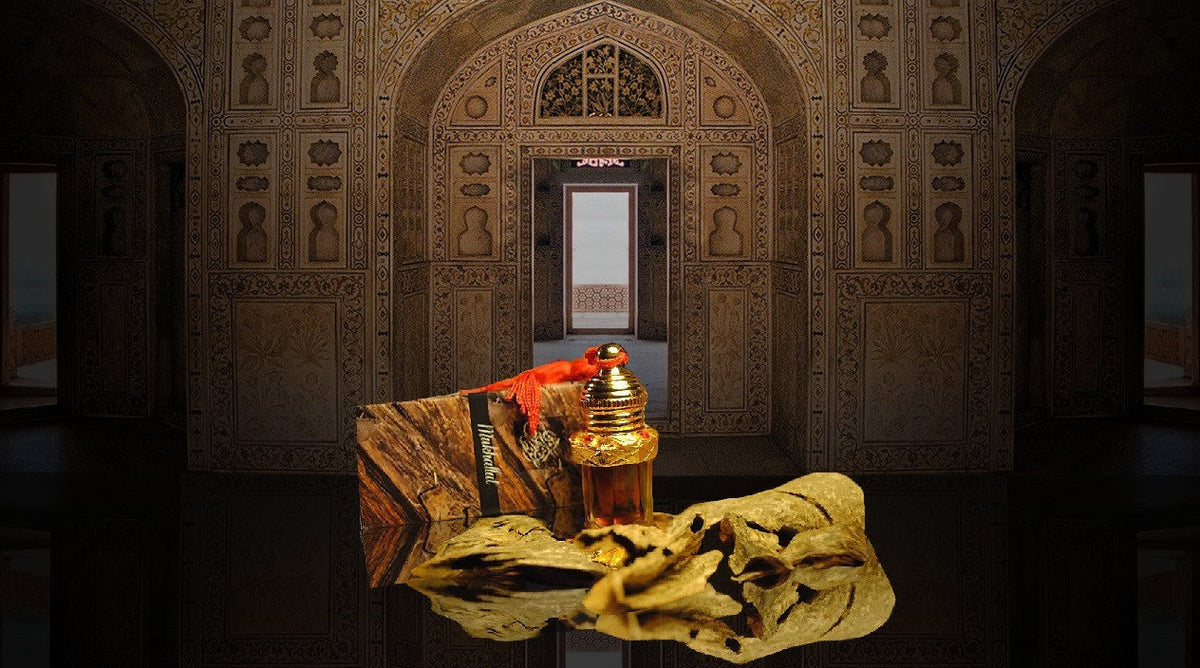 Agarscents Bazaar musk, ambergris and oud perfume oils in an Oriental setting