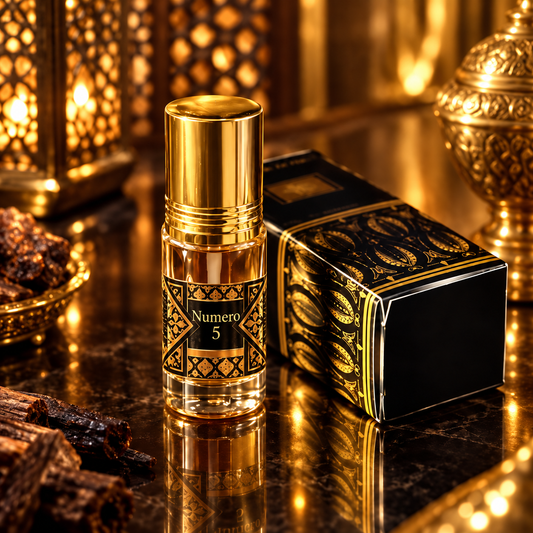 No.5 Classic Art Parfum 3ml bottle with gold cap and black-and-gold box