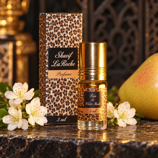 Pear in White Musk perfume oil 3 ml with original bottle and leopard-pattern box