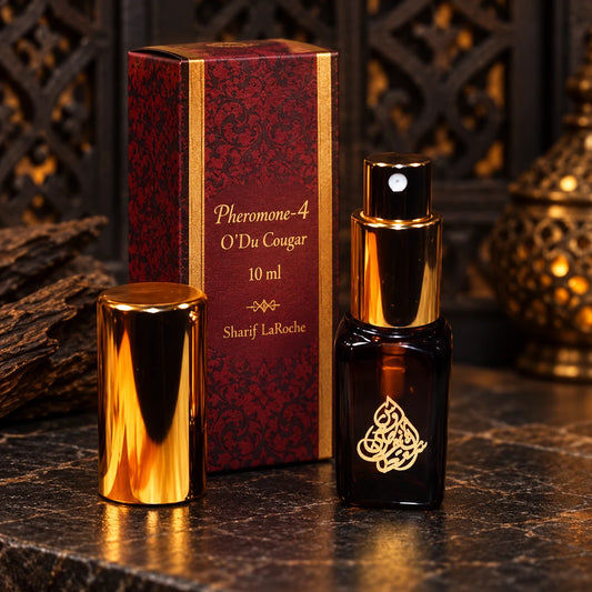 Pheromone-4 O’Du Cougar musk perfume spray 10 ml with original bottle, gold cap and burgundy box