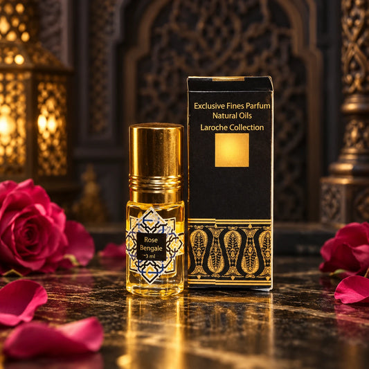 Rose Bengale perfume oil 3 ml with original bottle and black gold box