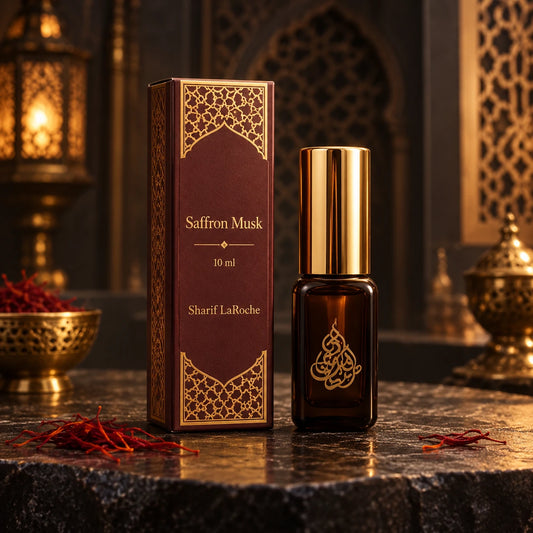 Saffron Musk perfume spray 10 ml with original bottle and box