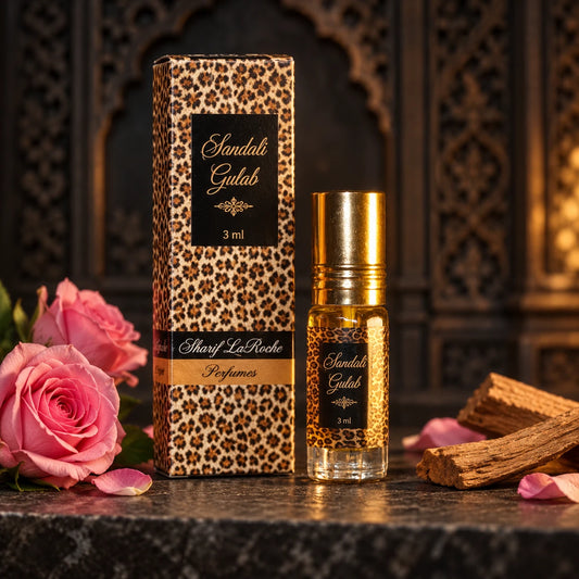 Sandali Gulab perfume oil 3 ml with original bottle and leopard box