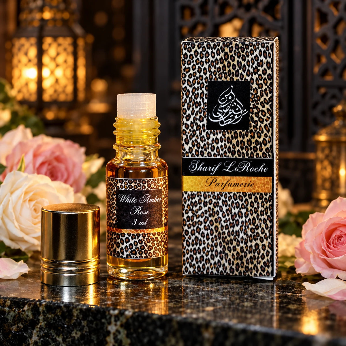 White Amber Rose perfume oil 3 ml with original bottle and box